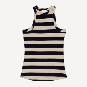 Ennea from Ravelheart Striped High Neck Tank Top - Sky/Fog Size Small